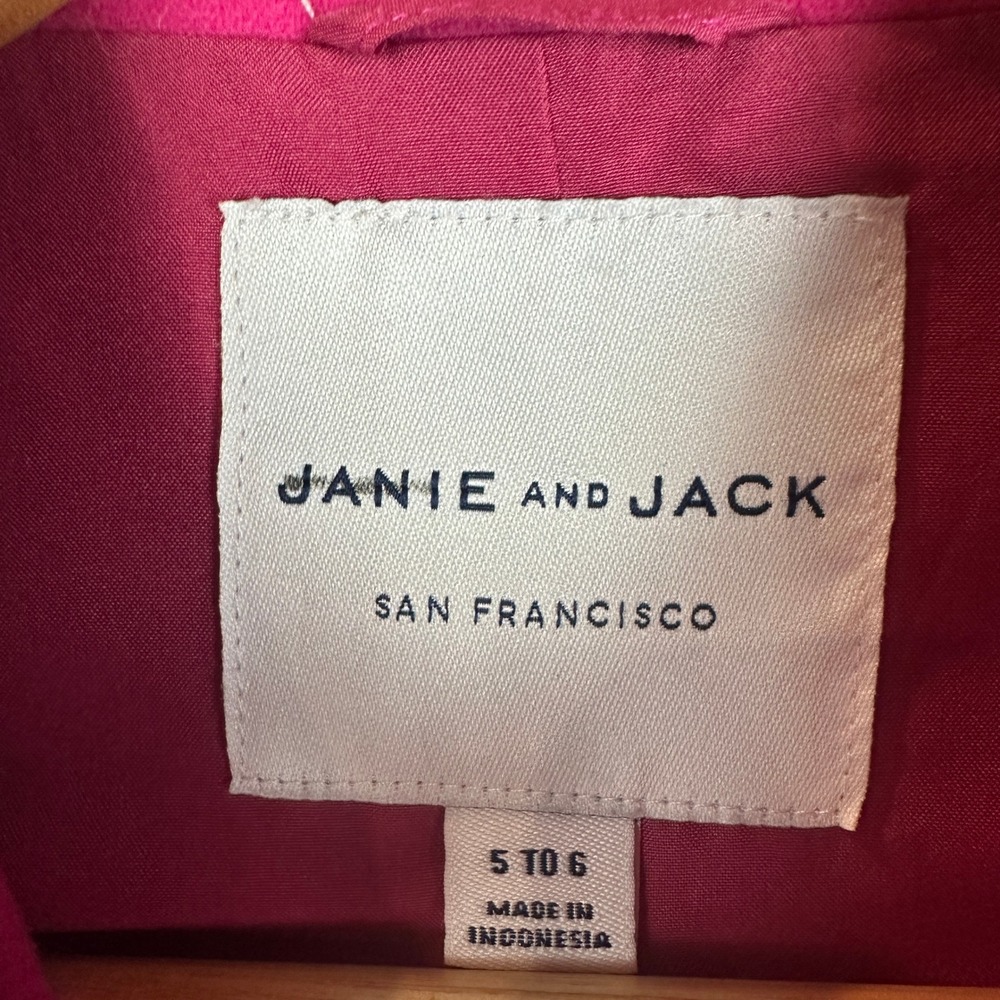 Janie and Jack Girls Hot Pink Bell Sleeve Bow Back Dress Coat Size 5-6 Fuchsia - Picture 2 of 10